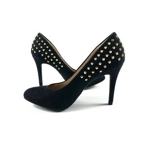 Mossimo size 7.5 Black suede like material gold studded detail oheel‎ 4” heel